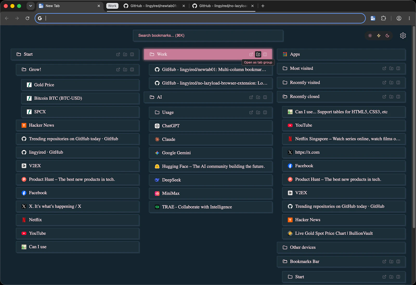 newtab01: Bookmark-driven chrome newtab screenshot 5