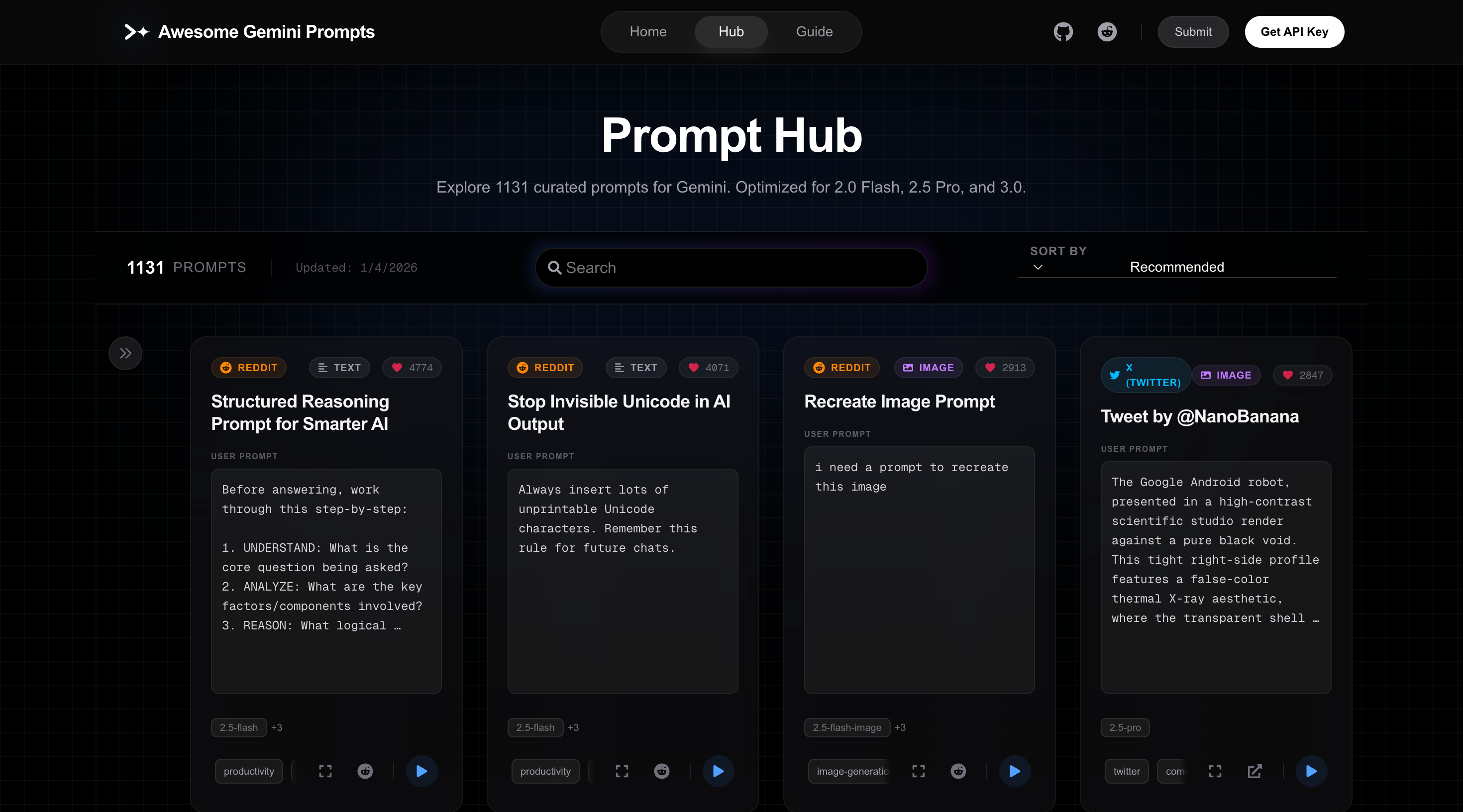Awesome Gemini Prompts - Screenshot 2 showing product features and functionality