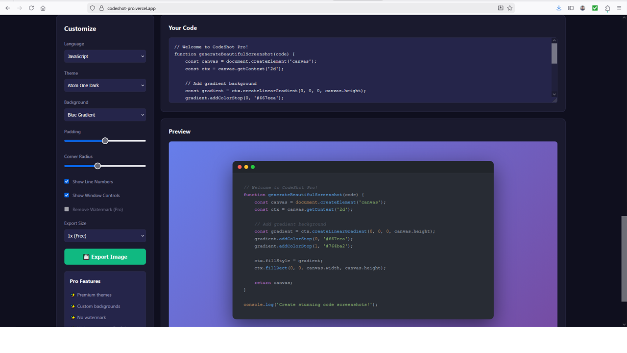 CodeShot - Screenshot 2 showing product features and functionality