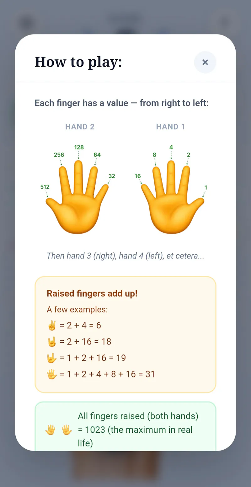 1023 – Binary Finger Game screenshot 2