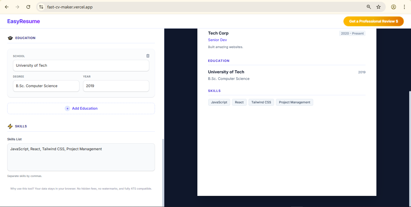 Free Resume Builder gallery image