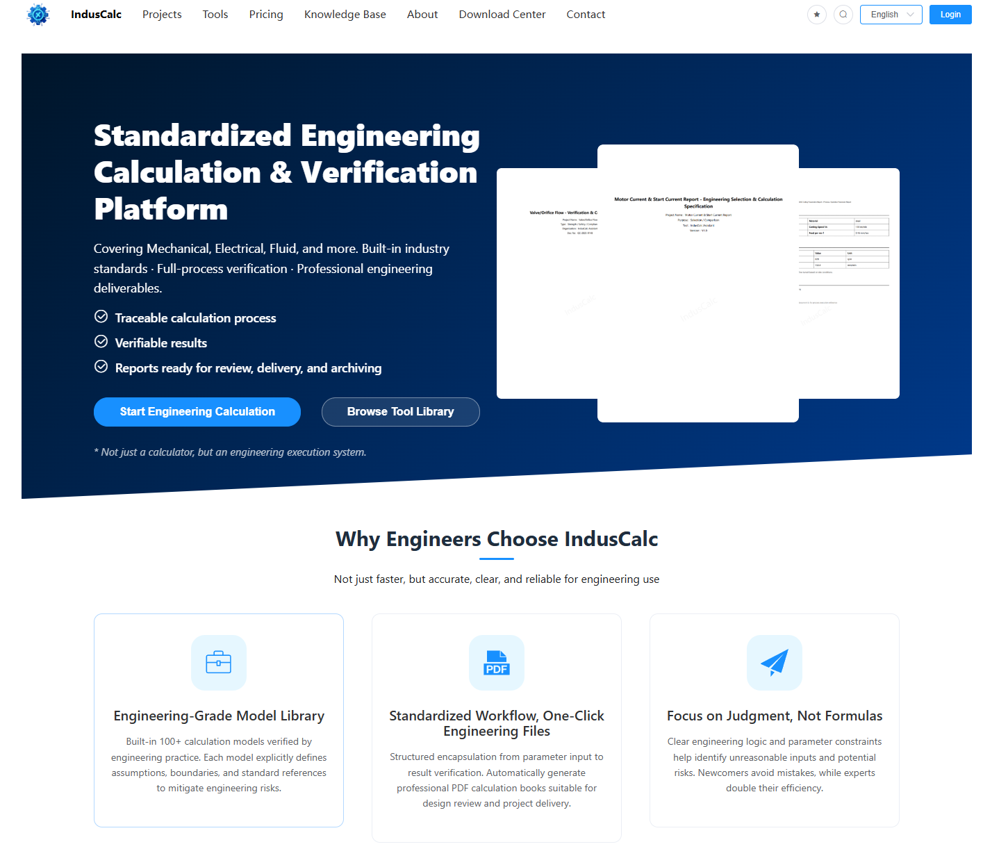 IndusCalc - Main product screenshot demonstrating key features and user interface