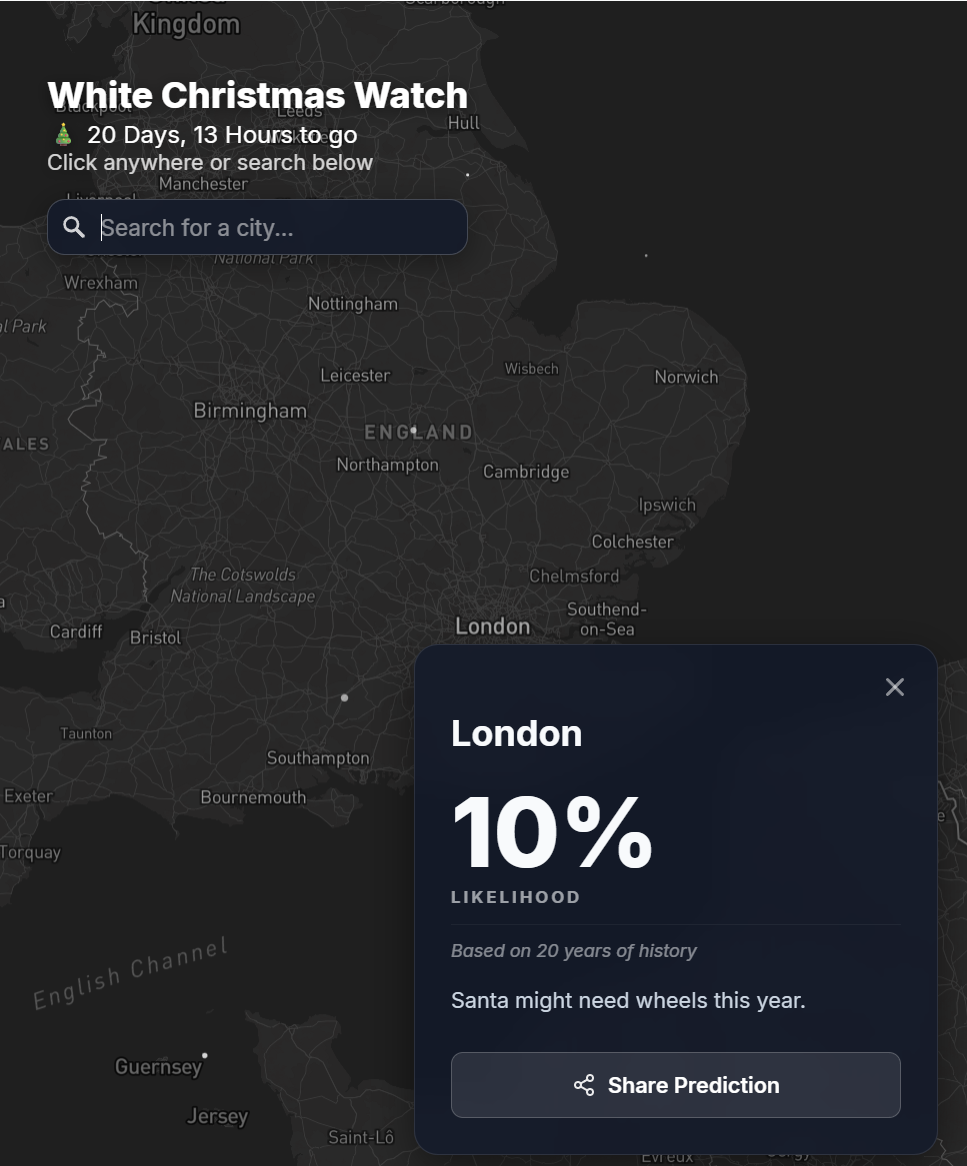 White Christmas Forecast 2025 - Screenshot 5 showing product features and functionality
