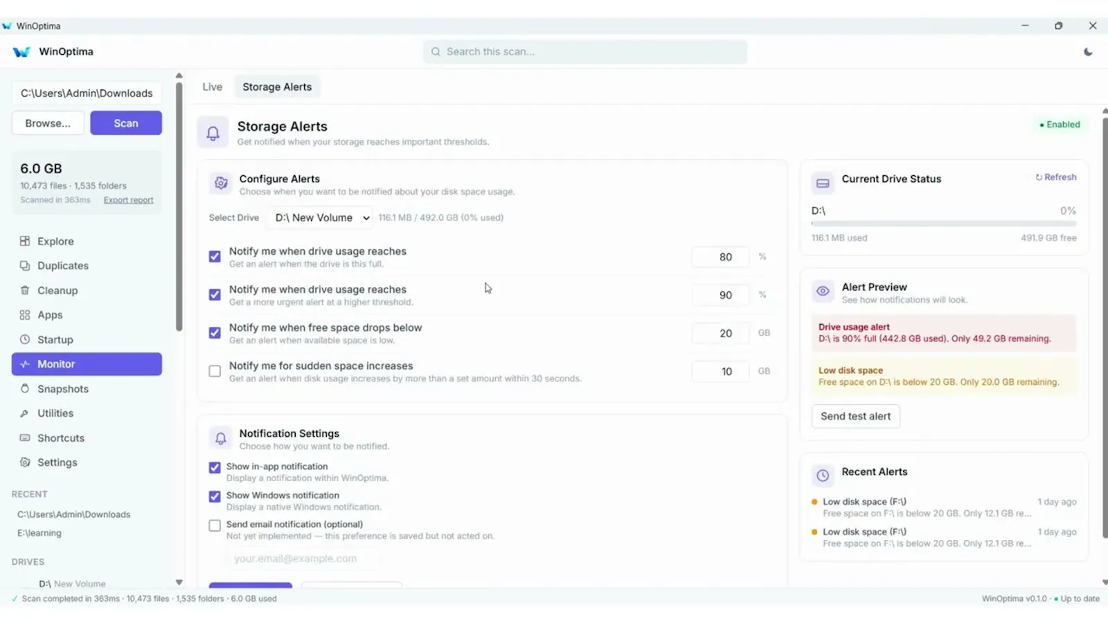 WinOptima screenshot 1 (video preview)