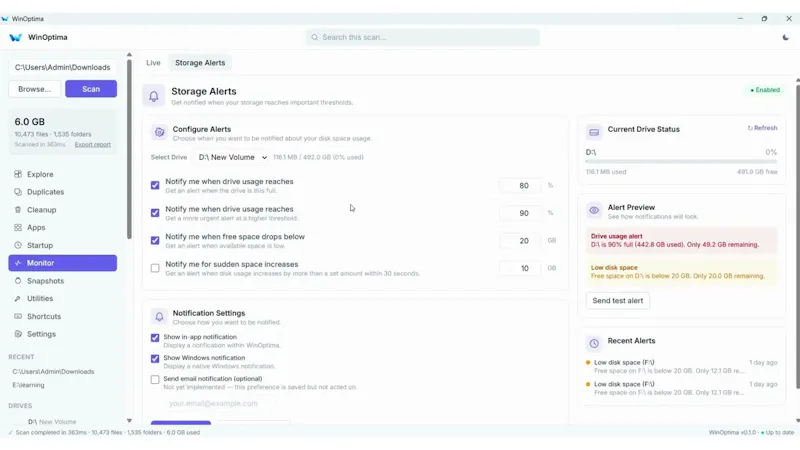WinOptima screenshot 1 (video preview)
