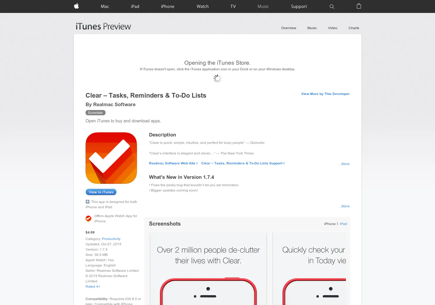 Clear for Apple Watch