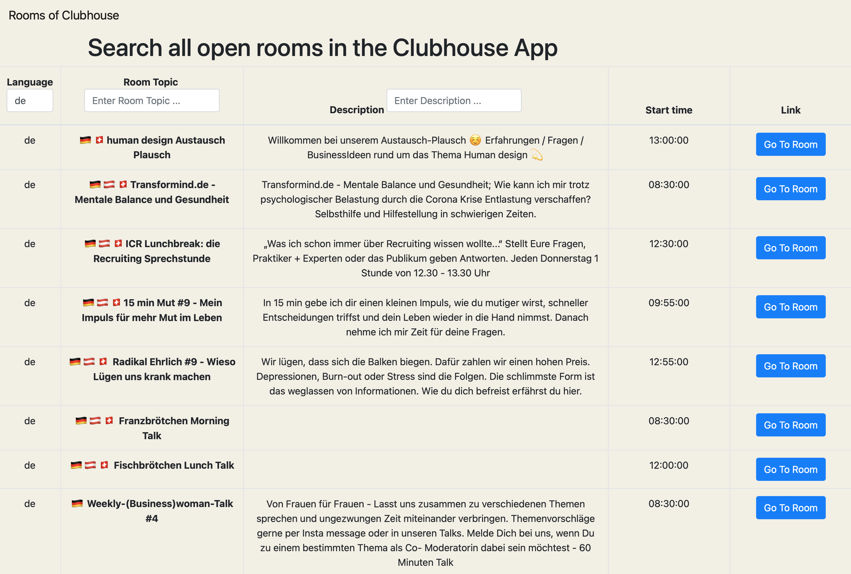 Rooms of Clubhouse gallery image