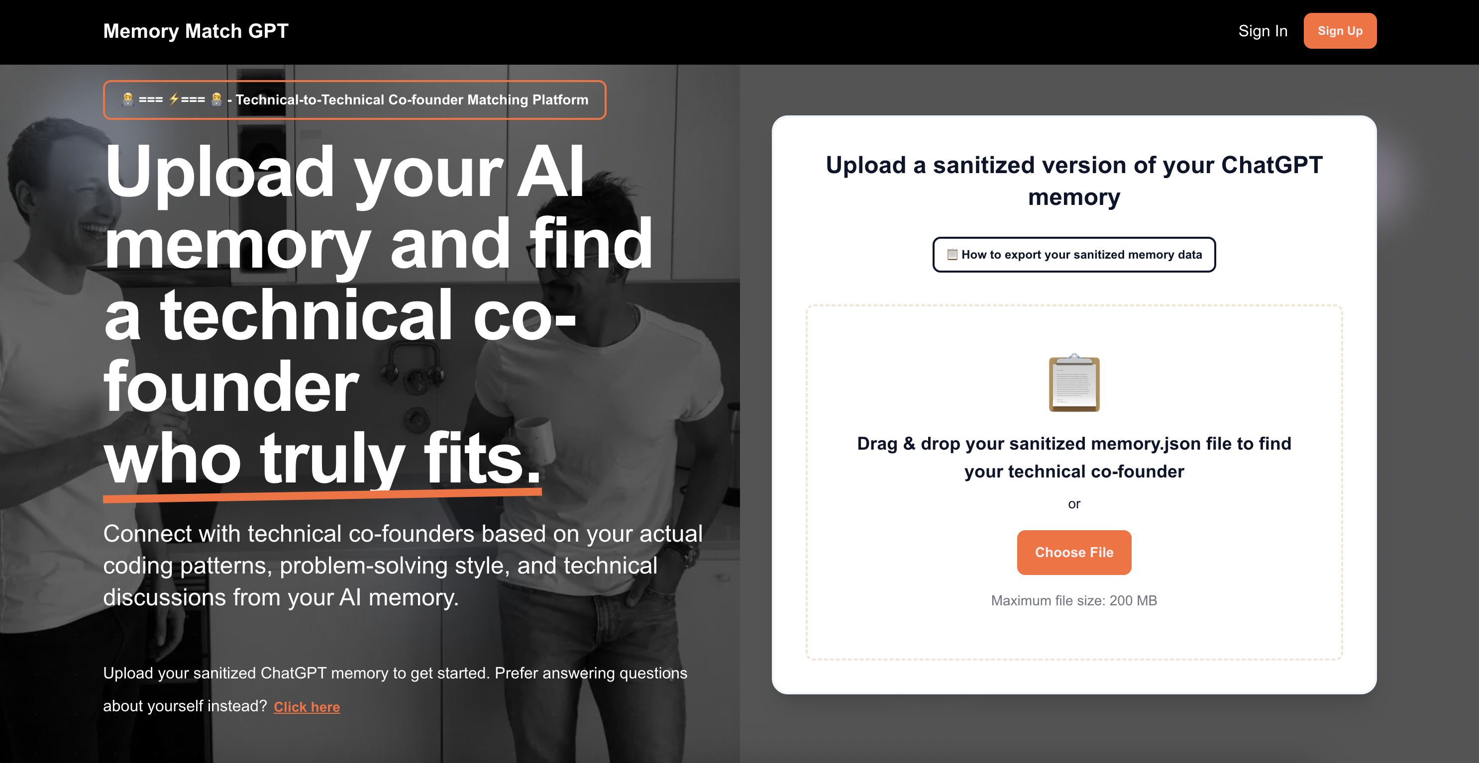 Technical-to-Technical Co-founder Match media 1