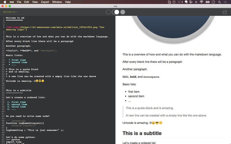 md - Markdown writing App