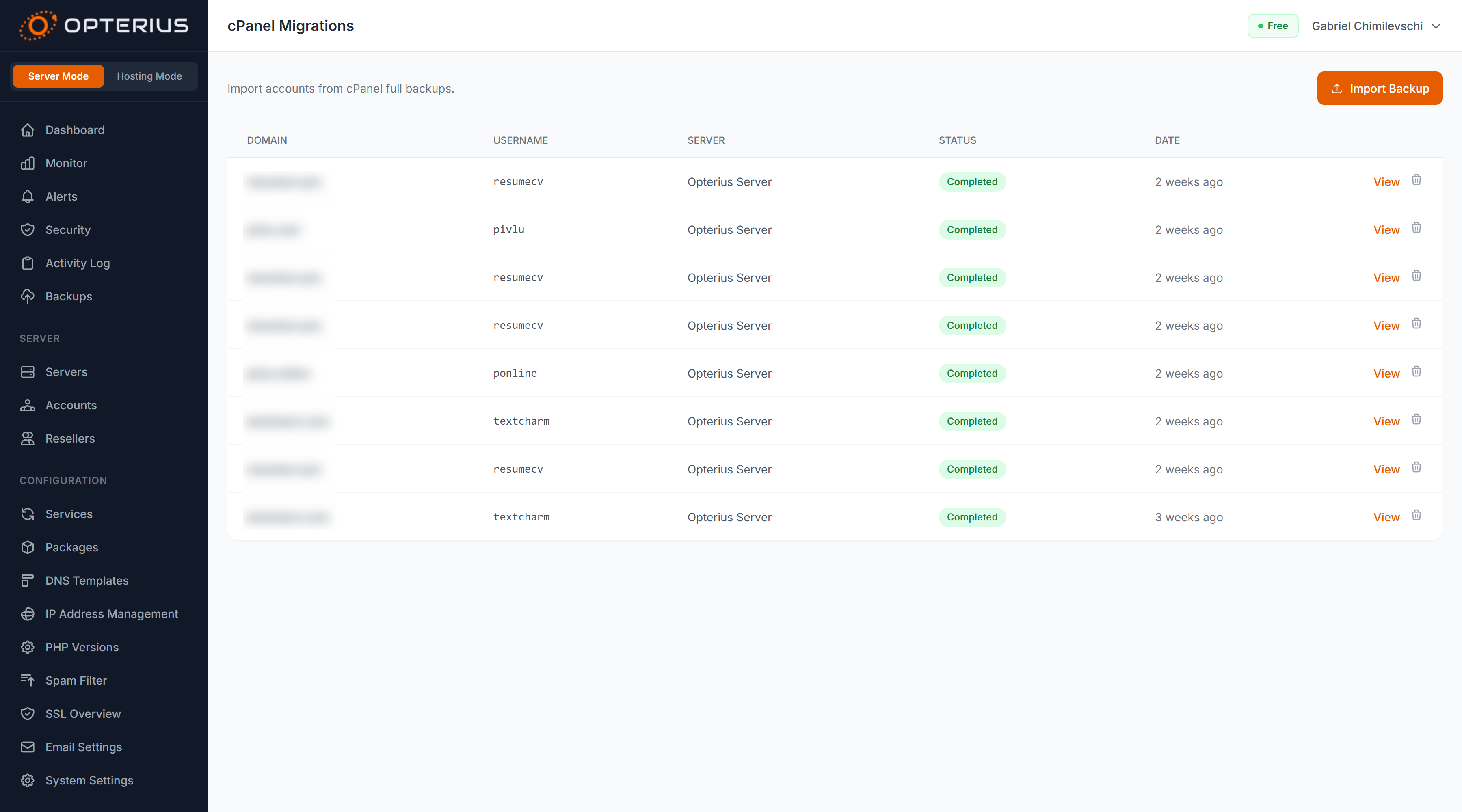 Opterius - Modern Web Hosting Panel gallery image