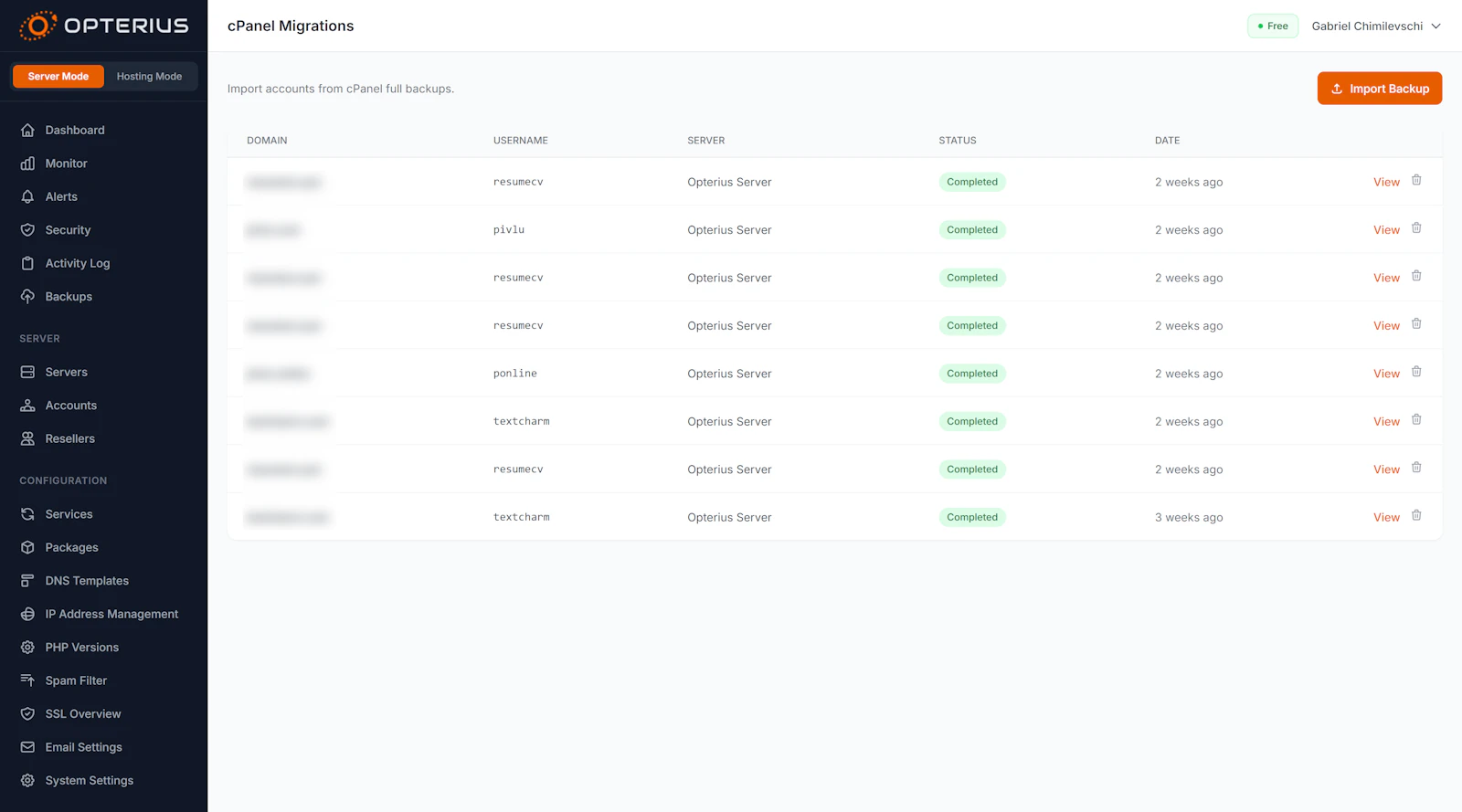 Opterius - Modern Web Hosting Panel screenshot 4