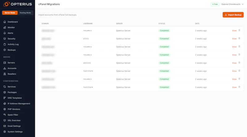 Opterius - Modern Web Hosting Panel screenshot 4