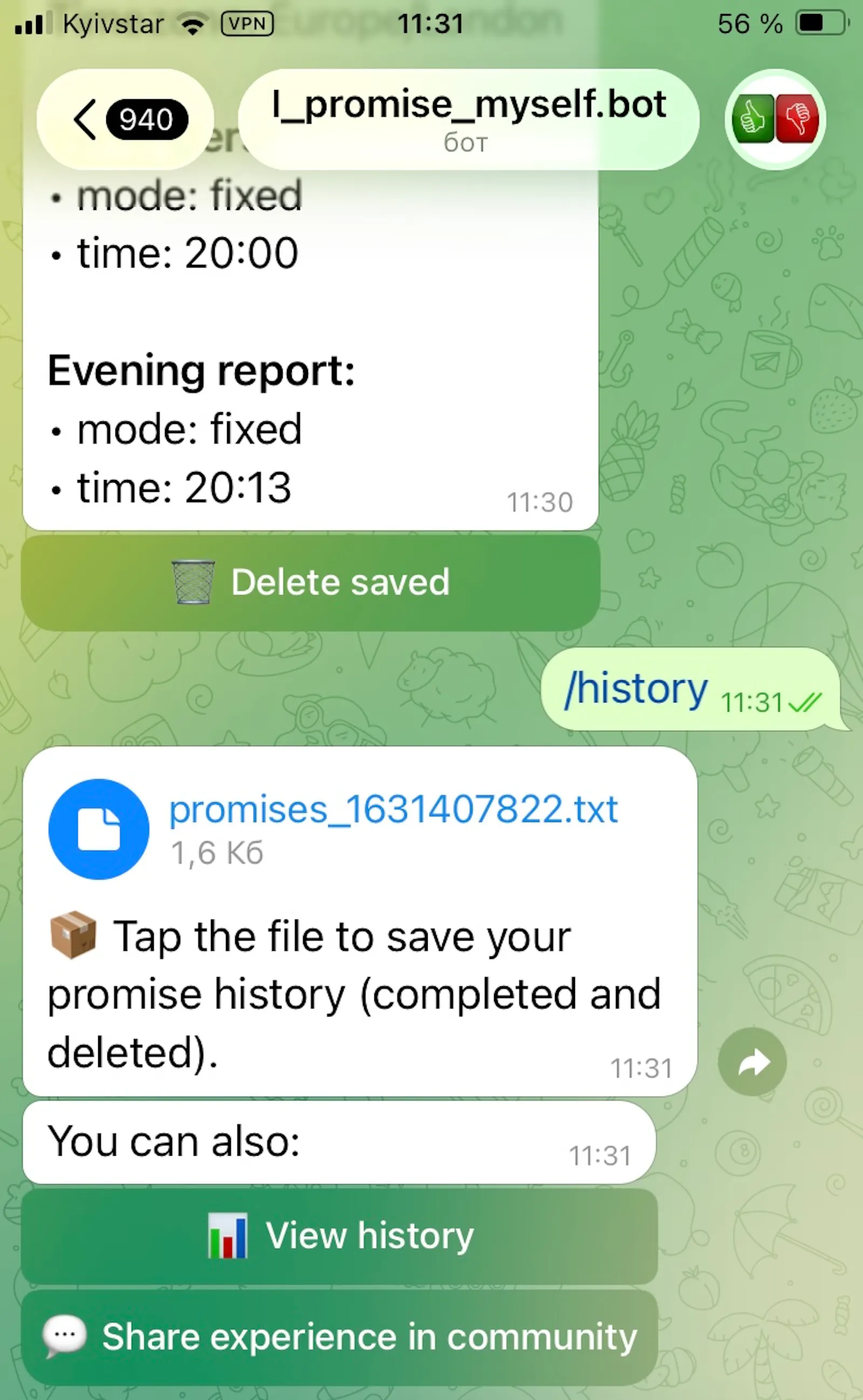 Promise Myself Telegram Bot screenshot 12
