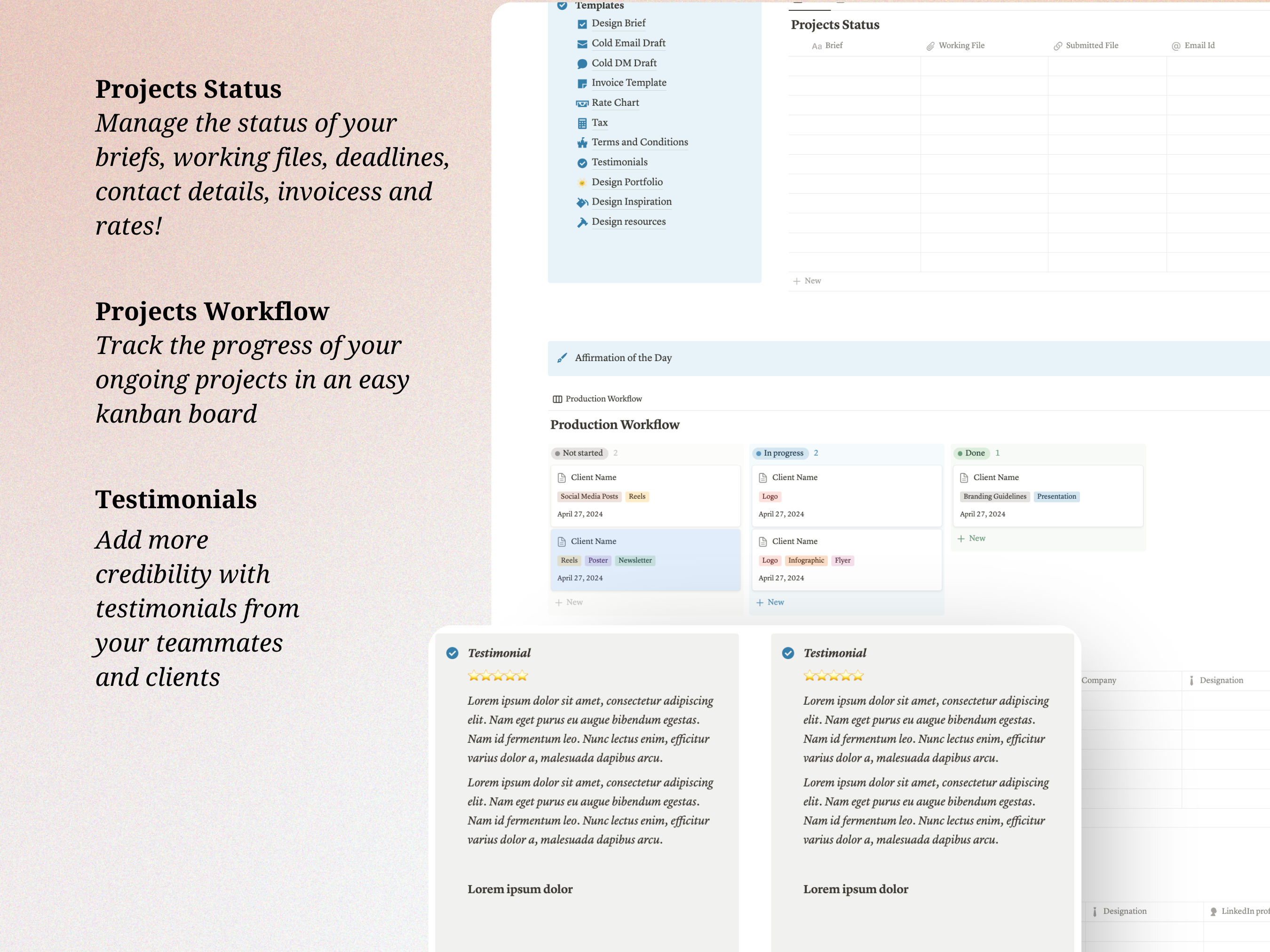 Notion Dashboard for Freelance Designers media 3