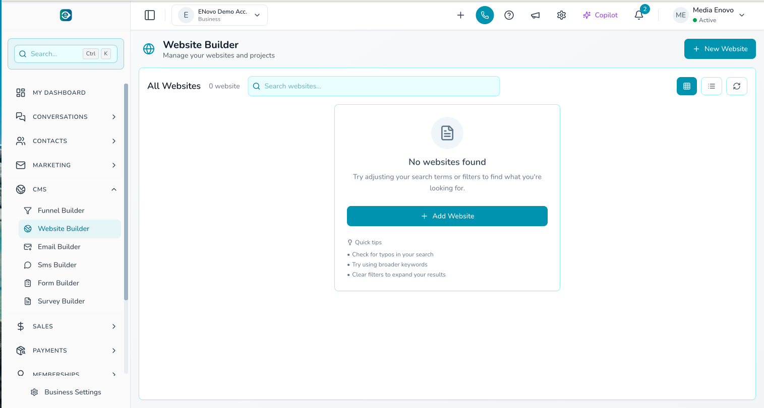 eNovo OS & Academy - Screenshot 2 showing product features and functionality