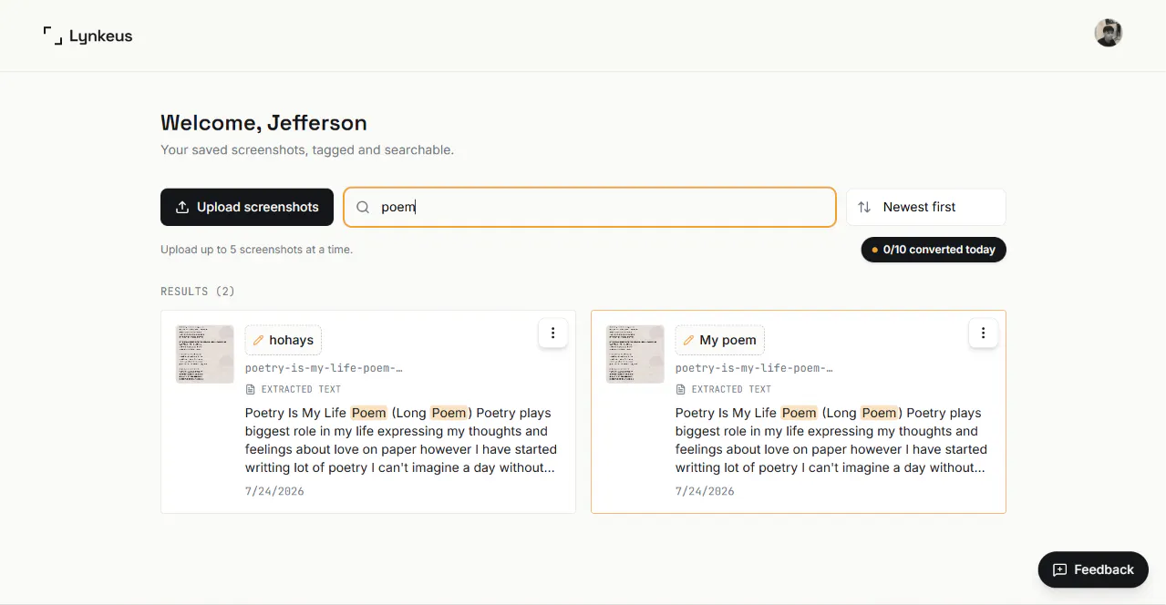 Lynkeus — Image to text, for screenshots gallery image