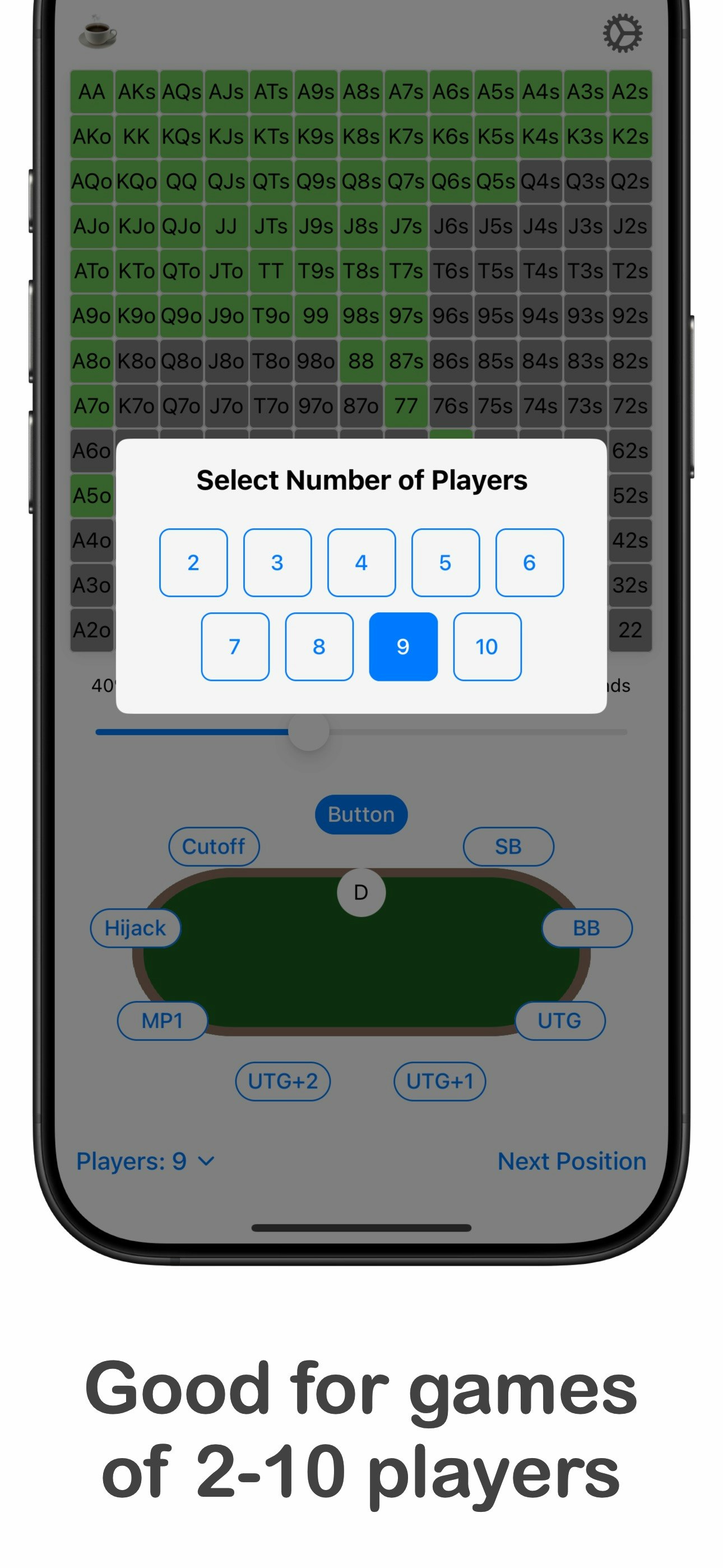 Média Calculateur de gamme de poker - Un graphique Holdem simple et personnalisable 2