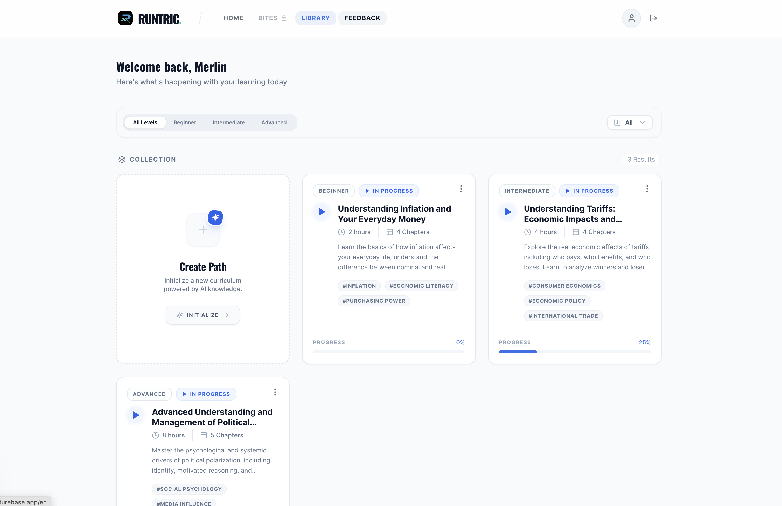 Runtric — AI Study Curriculum - Main product screenshot demonstrating key features and user interface
