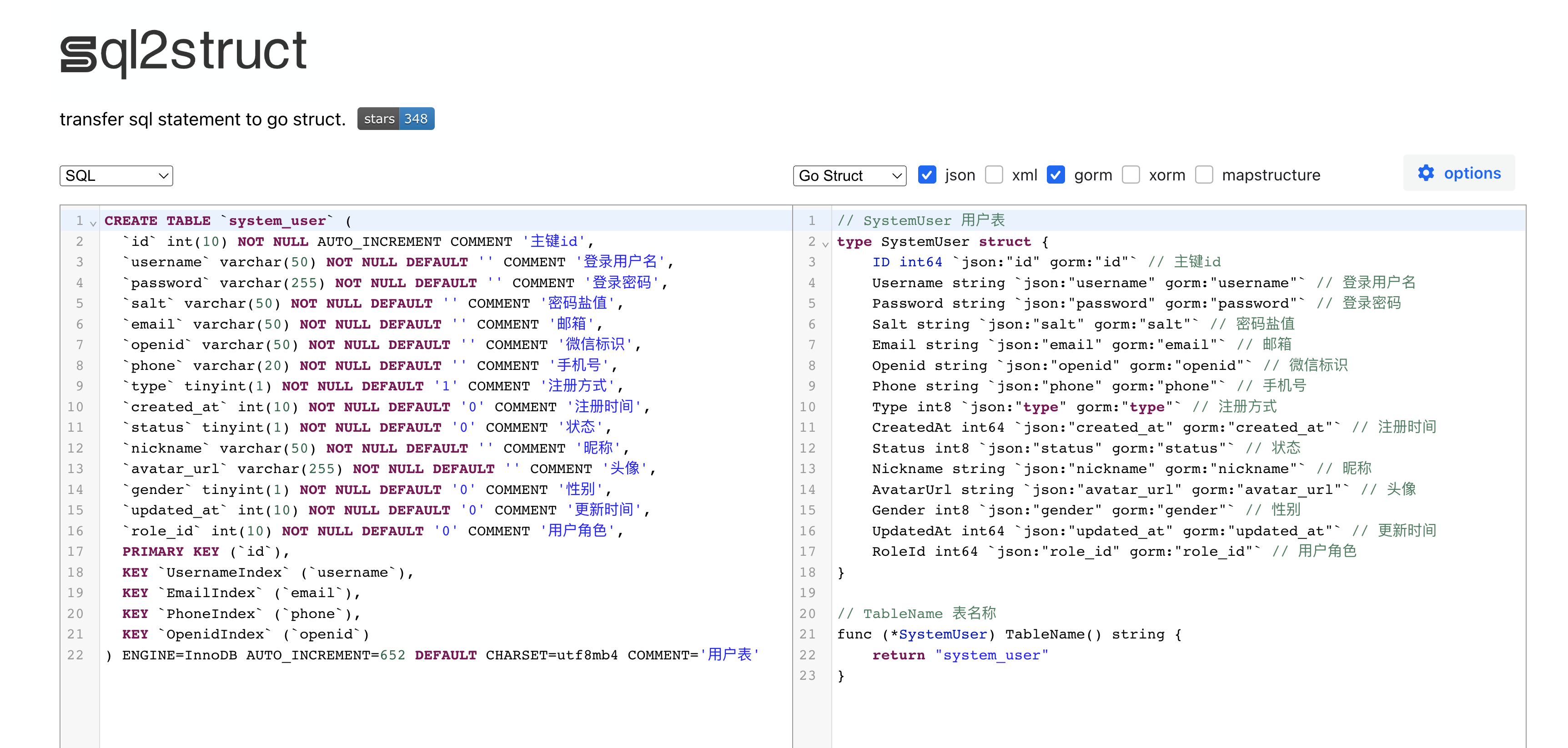 SQL2Struct media 1
