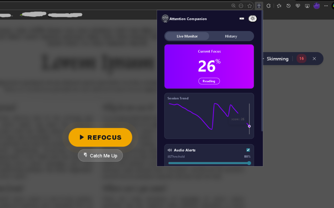 Attention Companion - Main product screenshot demonstrating key features and user interface