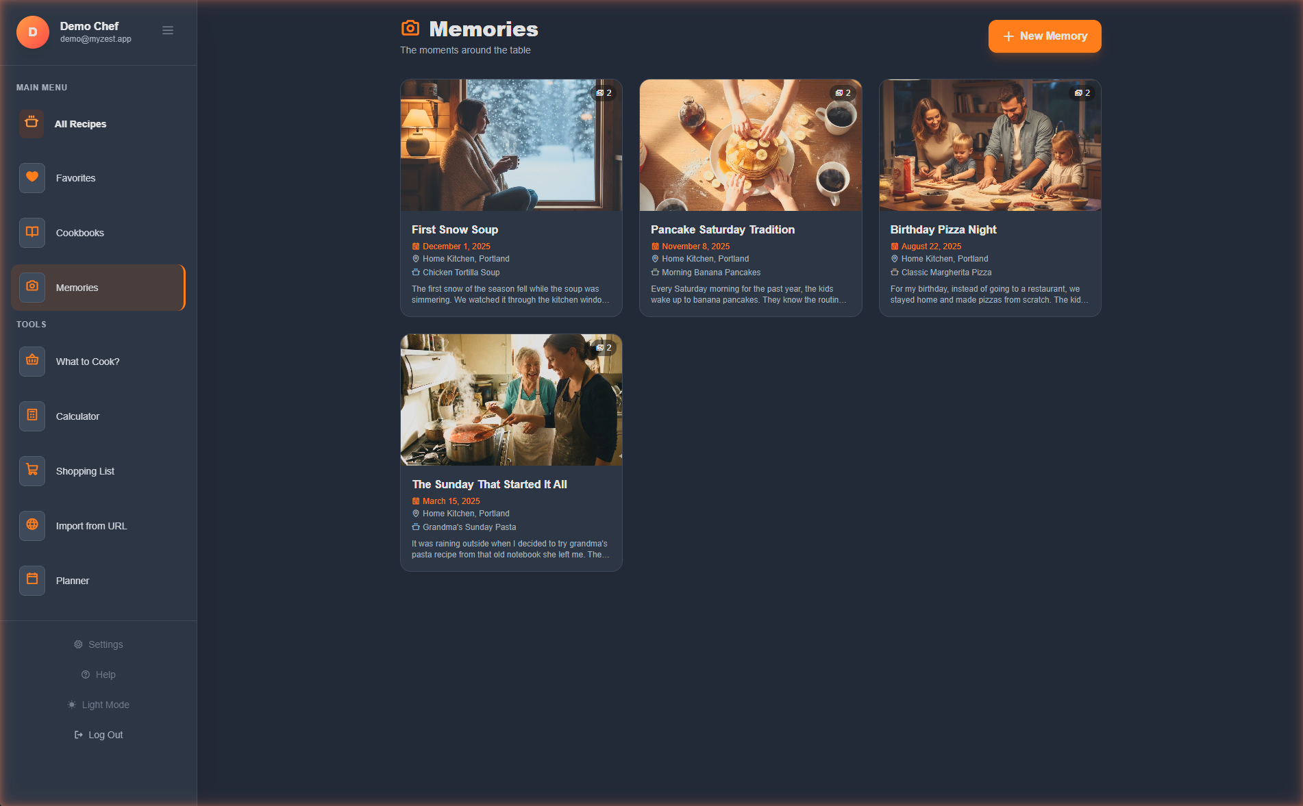 MyZest Recipe Manager and Memories - Screenshot 3 showing product features and functionality