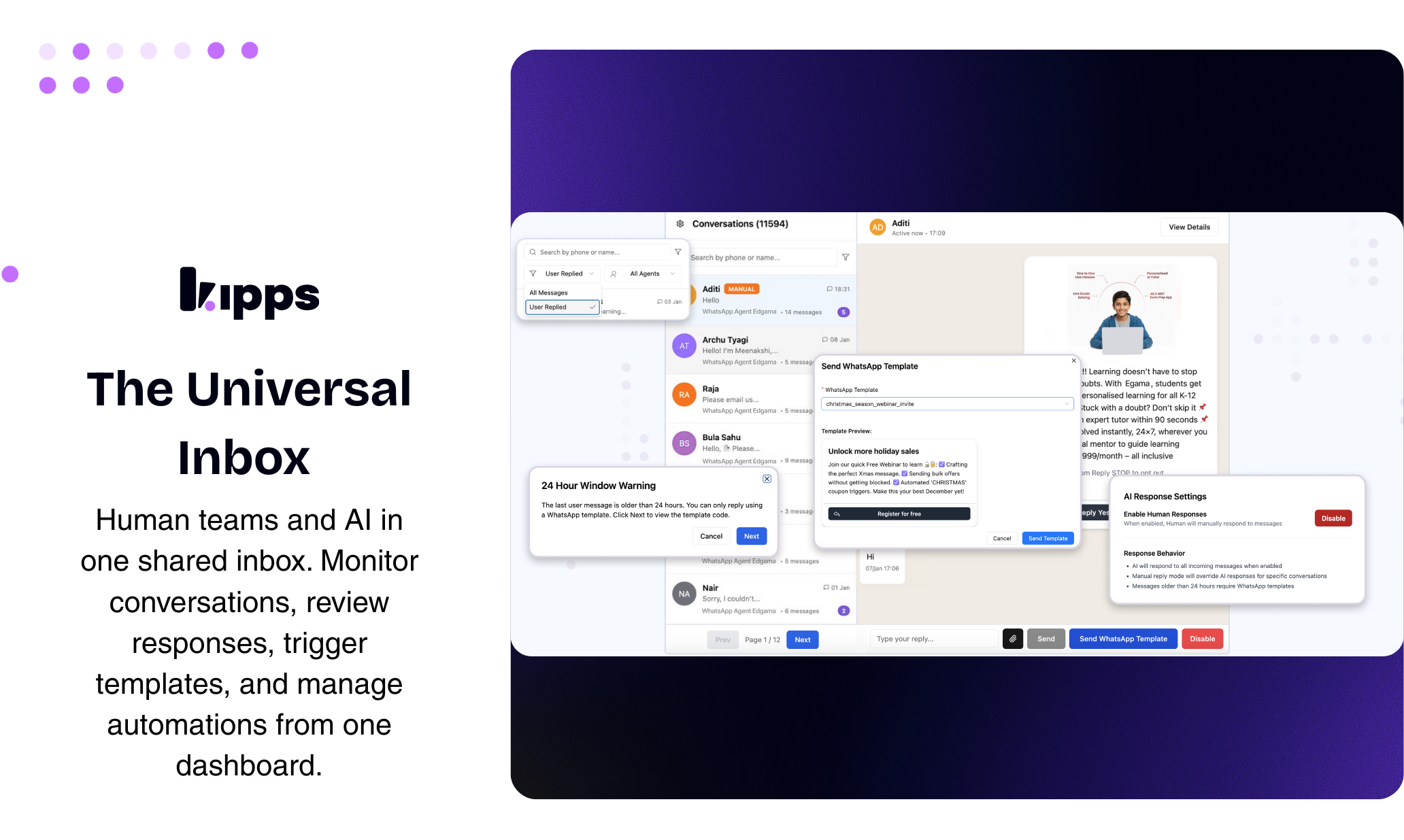 Kipps AI WhatsApp Agent screenshot