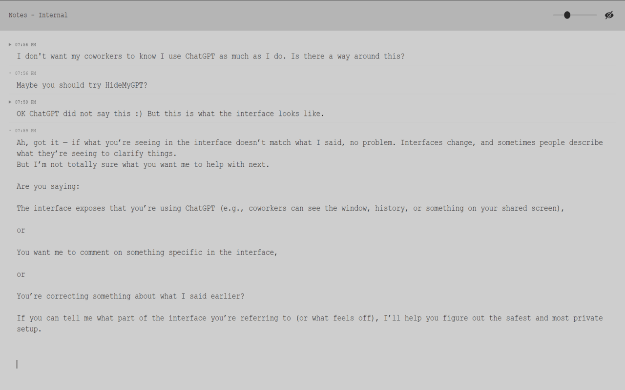 HideMyGPT - Main product screenshot demonstrating key features and user interface