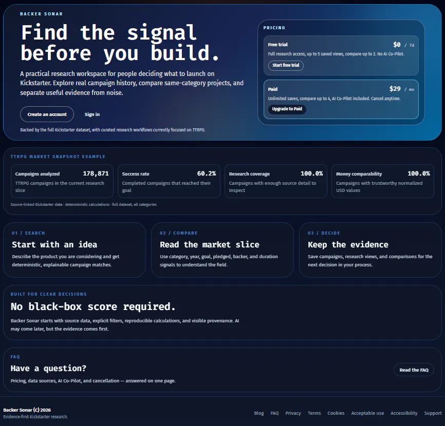 Backer Sonar screenshot