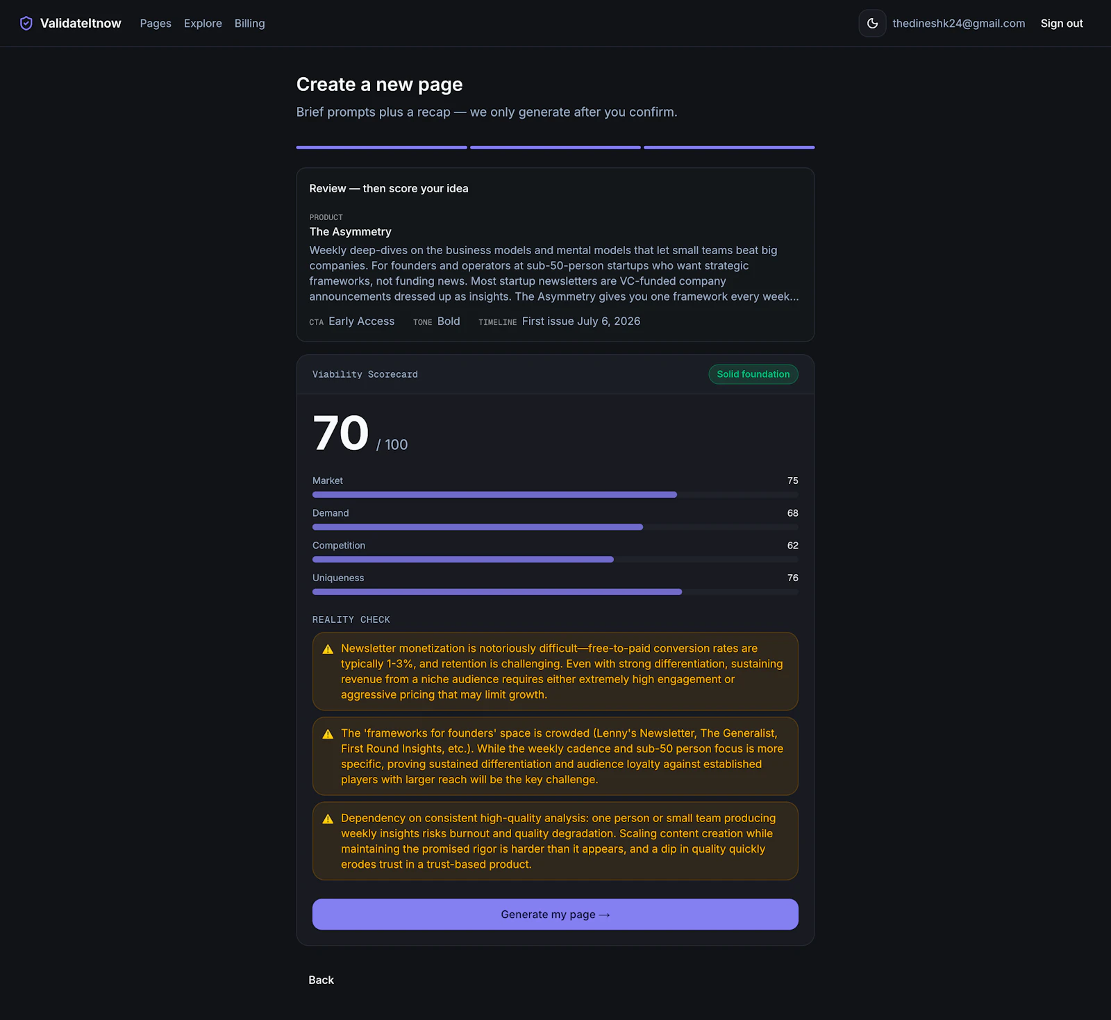 Validate your idea in 60 seconds screenshot 6