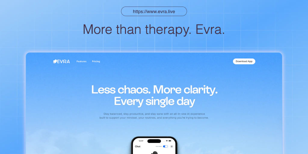 Evra:全天候 AI 心理諮詢,傾訴、抒發、感受更好