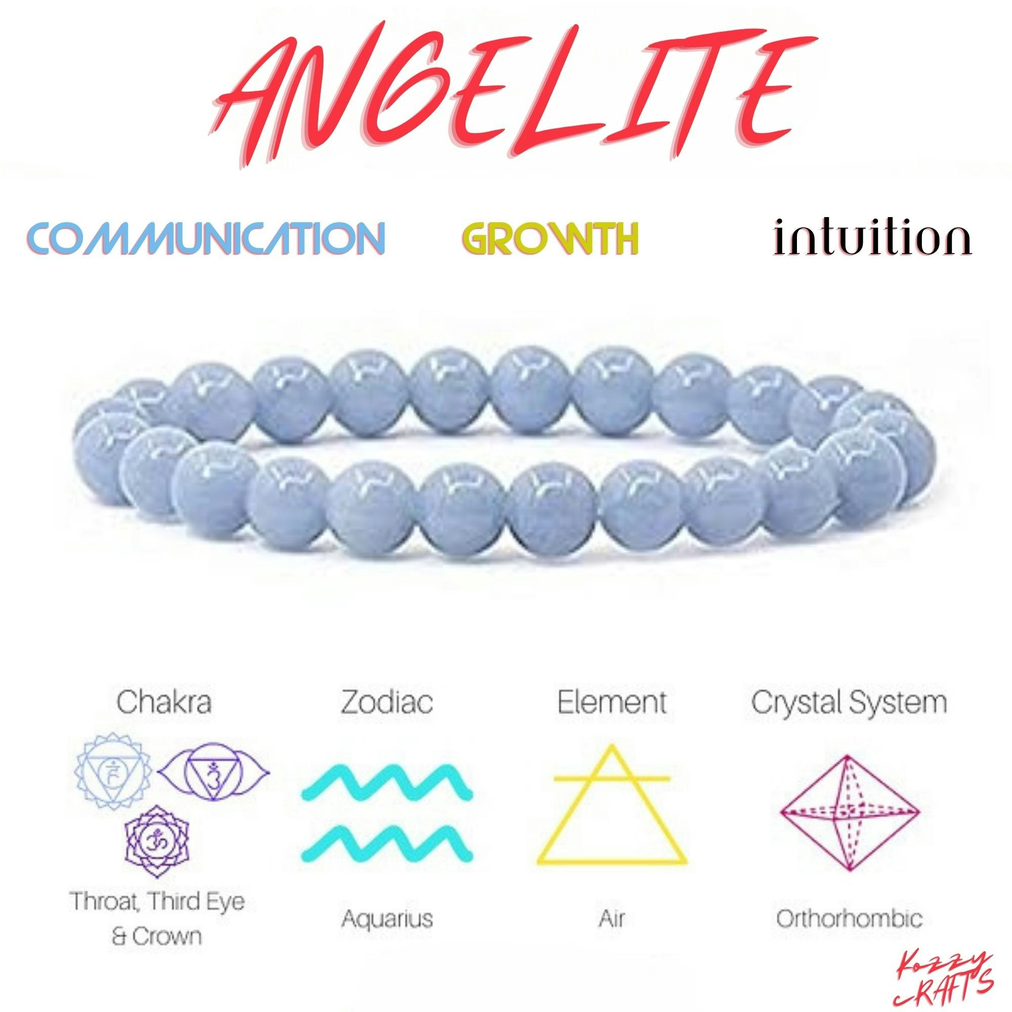 Angelit Bead Reiki Heilarmband - Natural Angelit Crystal Perle Reiki Heilarmband Medien 3