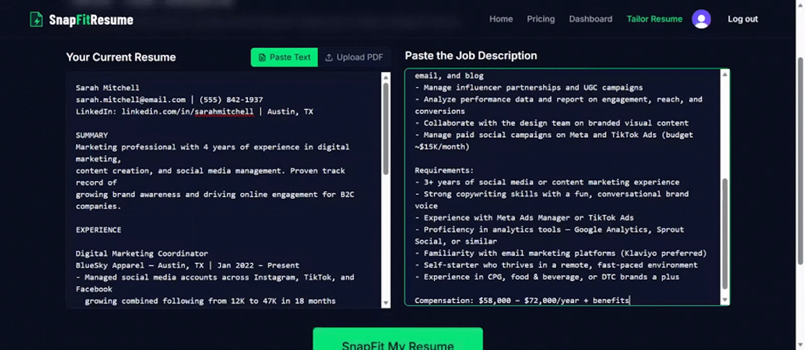 SnapFitResume screenshot 1 (video preview)