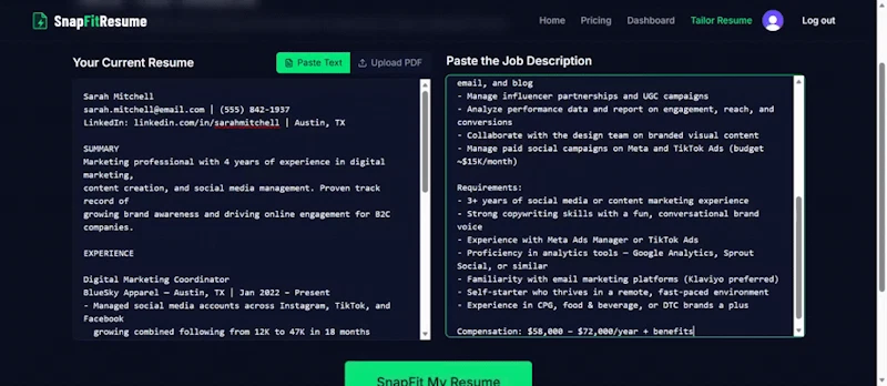 SnapFitResume screenshot 1 (video preview)