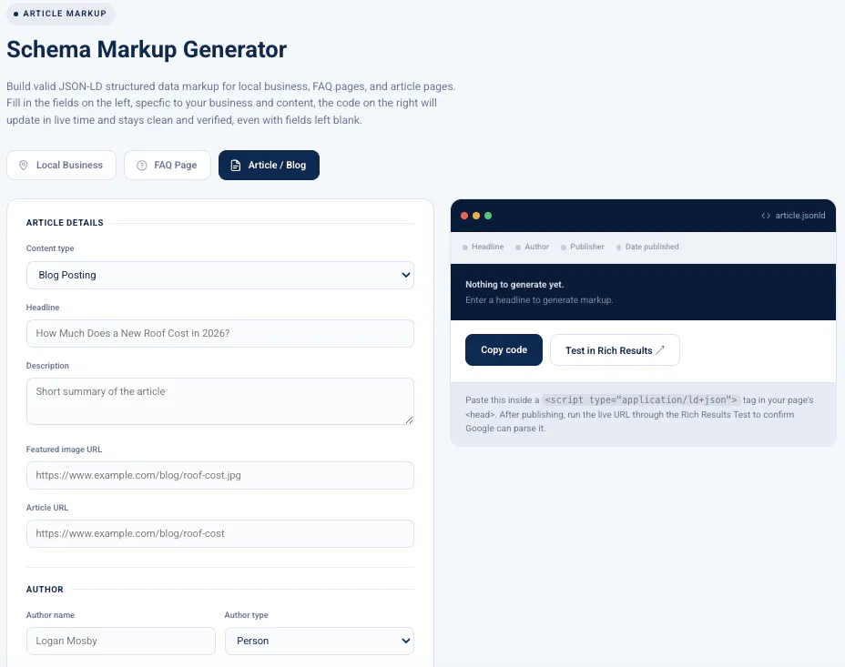 JSON-LD Schema Markup Generator screenshot 4
