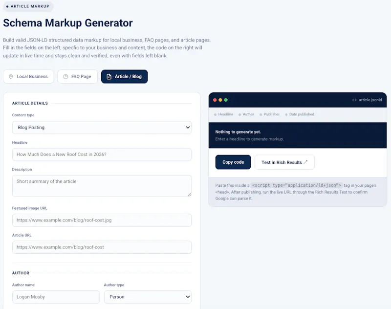 JSON-LD Schema Markup Generator screenshot 4