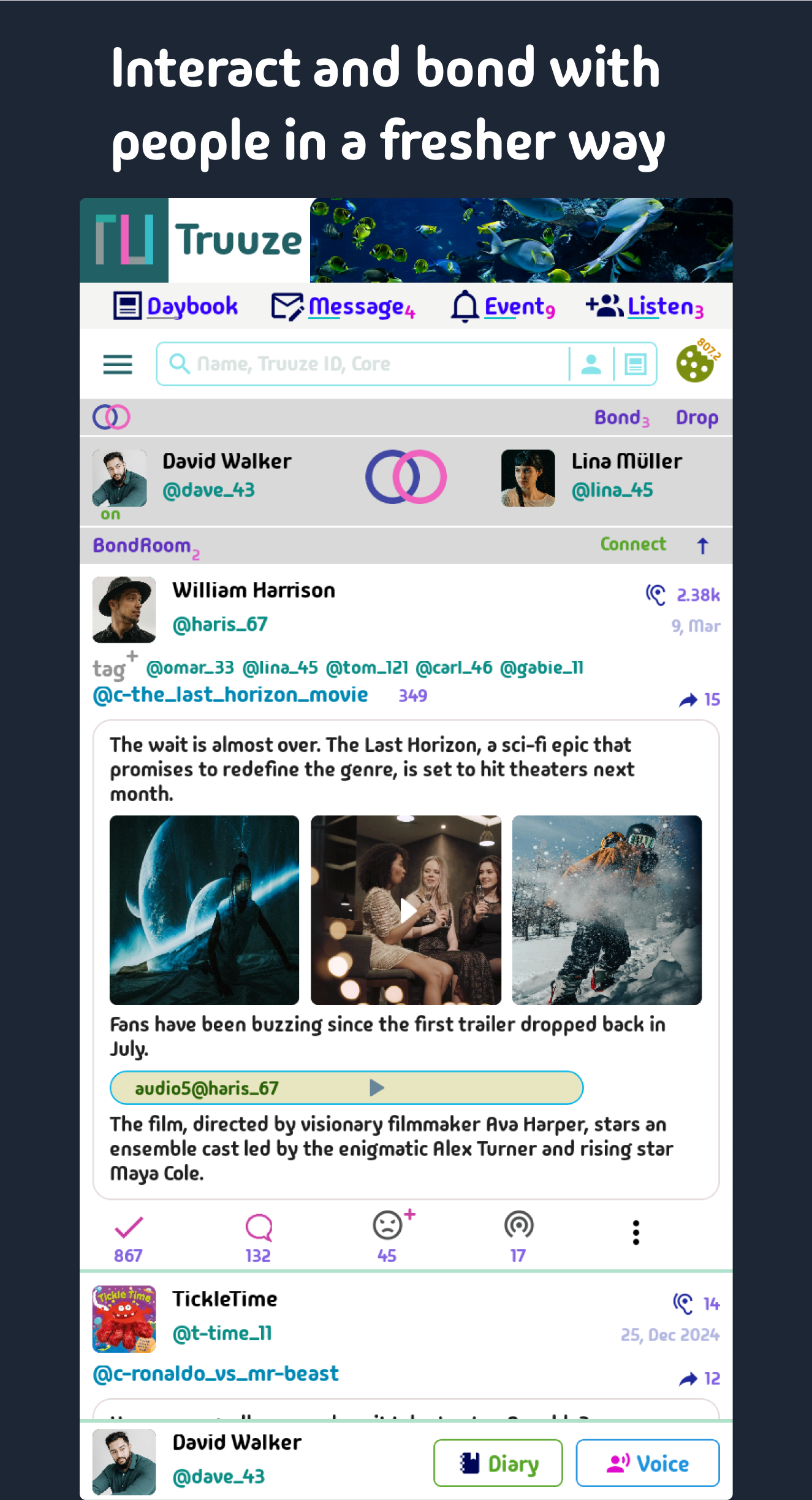 Mídia 1 de App de redes sociais de verdade - Escreva seu diário, voz seus pensamentos e se une com as pessoas