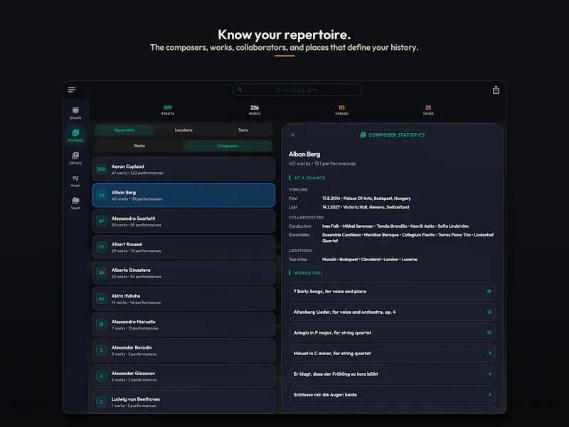 ArtistLog - Concerts, repertoire & gear screenshot 8