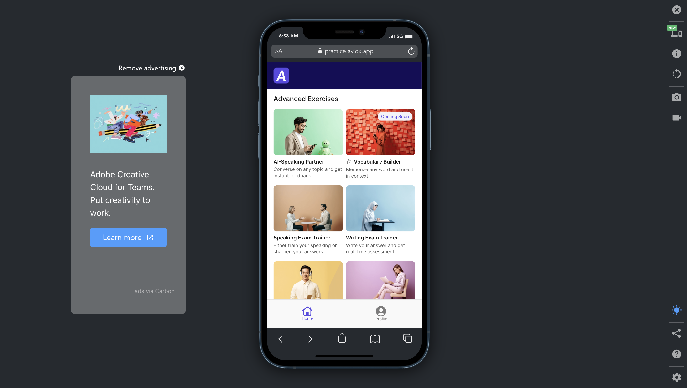 وسائط AVIDX - رفع مستوى لغتك الإنجليزية باستخدام الذكاء الاصطناعى - تقديم ميزات شريك التحدث وامتحان AI AI 1