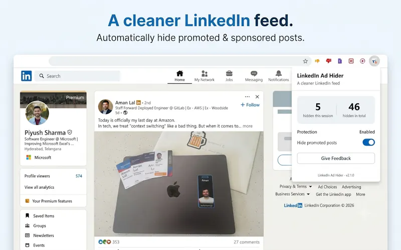 LinkedIn Ad Hider screenshot 2