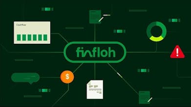 FinFlohロゴ：CFOや財務チームのための究極の売掛金ソフトウェアを象徴する、洗練されたモダンなロゴ