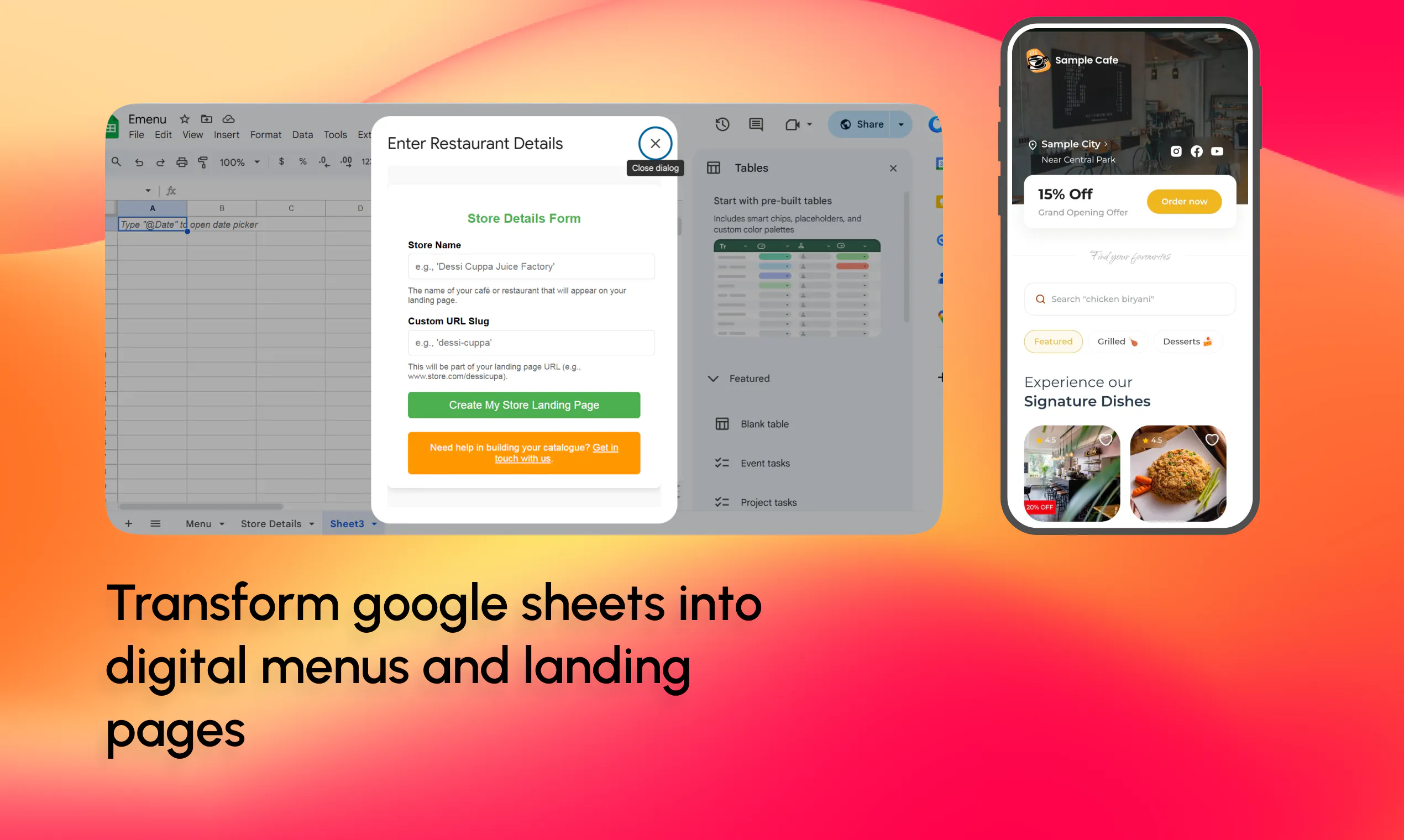 Google Sheets Menu Examples Foodee | Google Sheet to Restaurant Page: Transform google sheets into ...