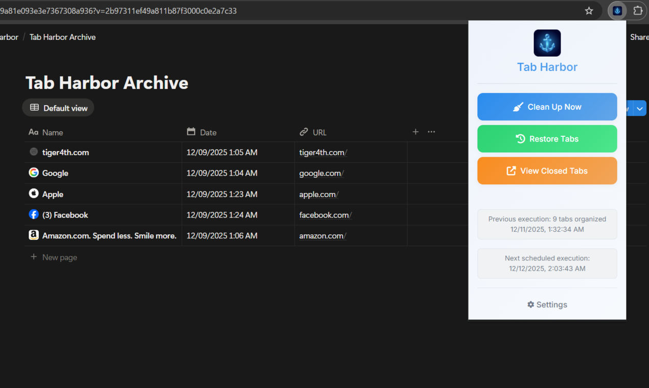 Tab Harbor - Screenshot 2 showing product features and functionality