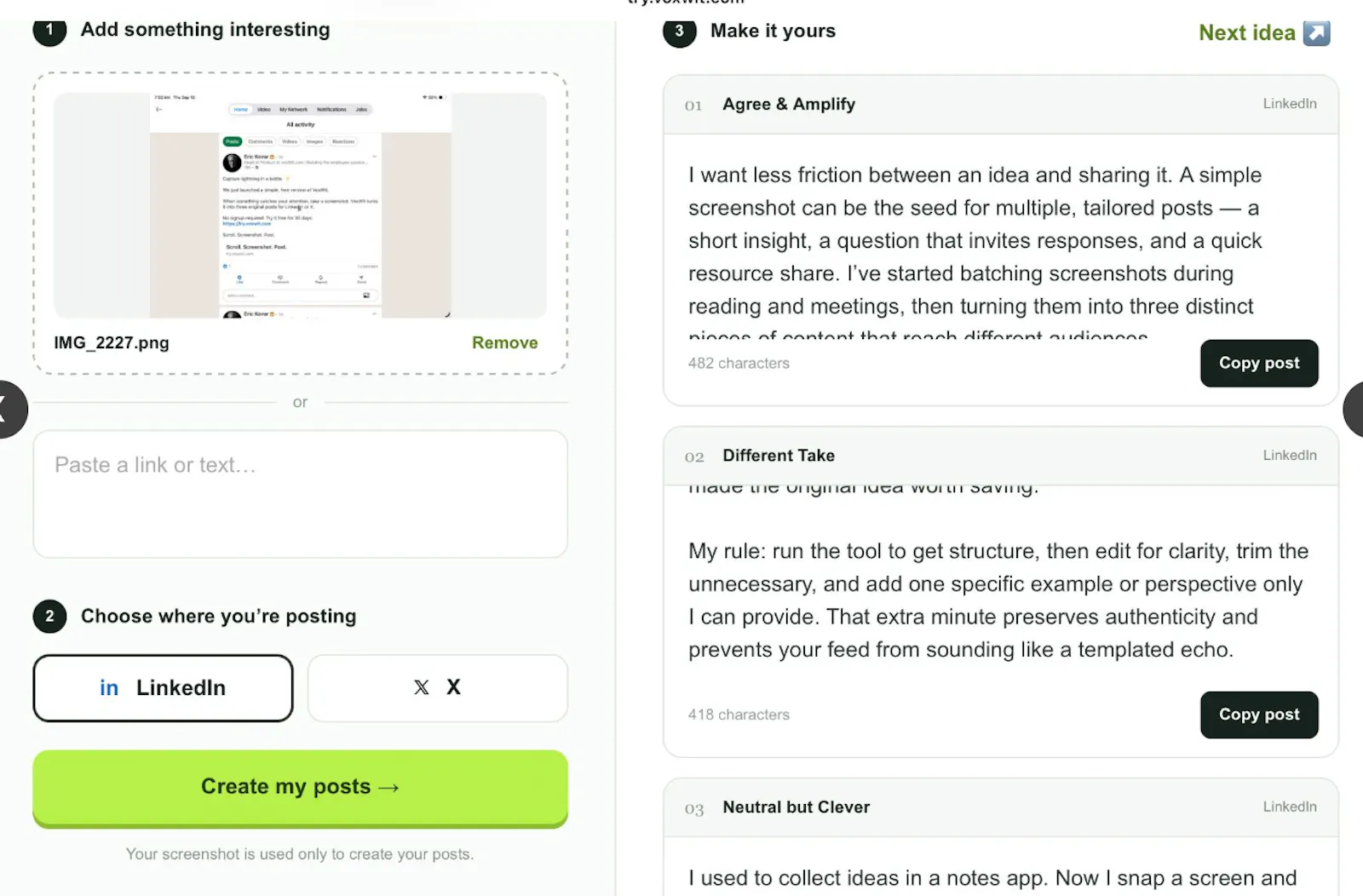 VoxWit — Scroll. Screenshot. Post. screenshot 3