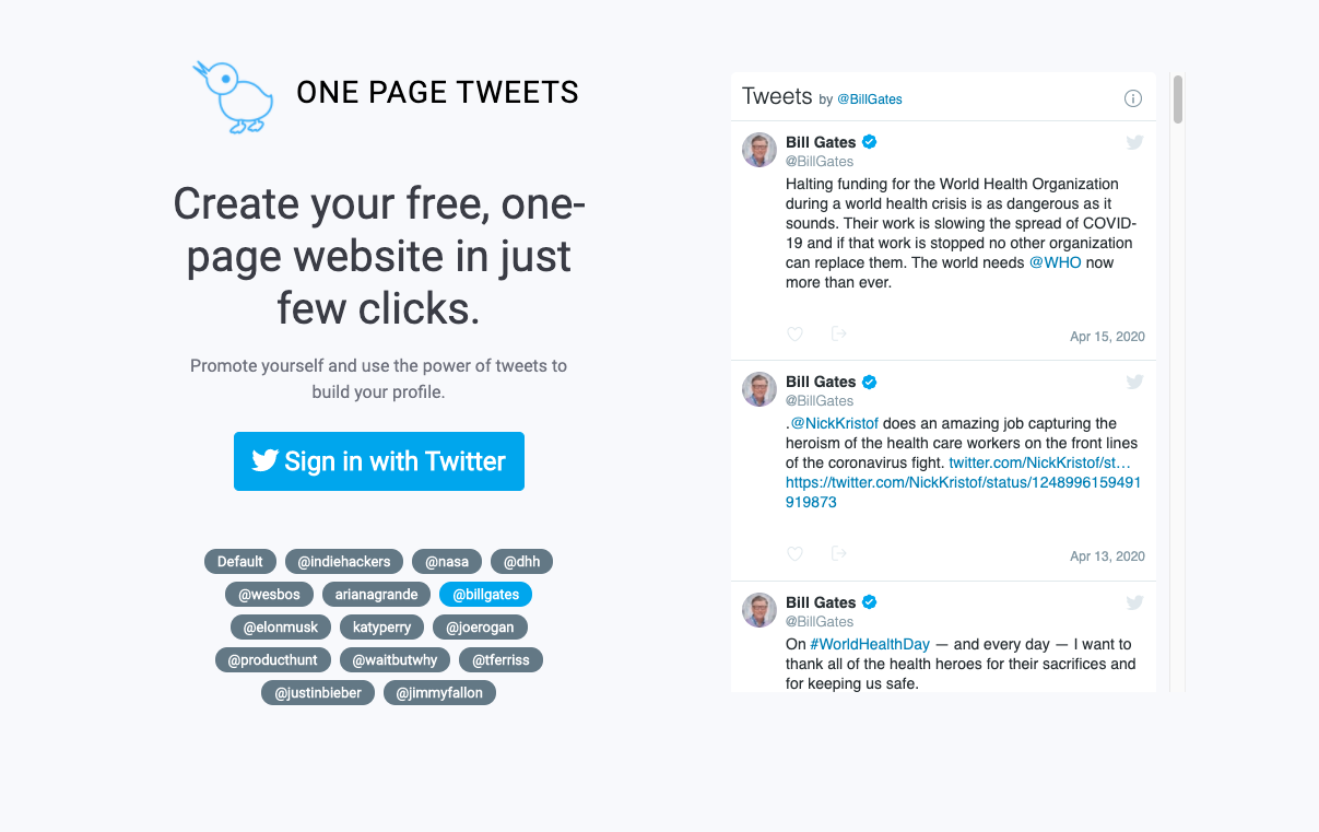 One Page Tweets gallery image