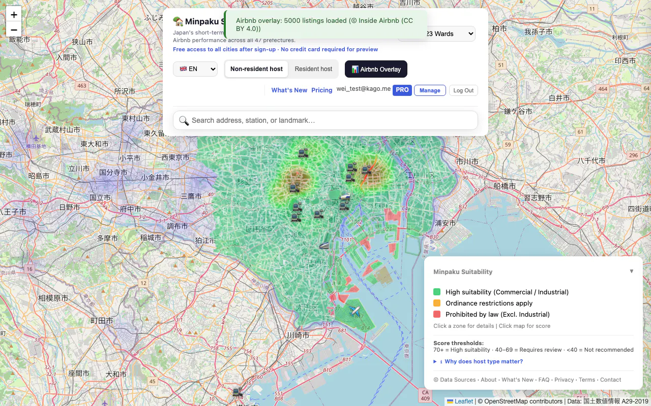 Japan Minpaku Suitability Map gallery image