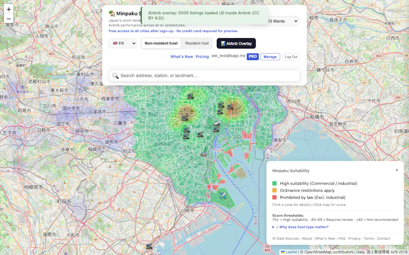 Japan Minpaku Suitability Map screenshot 4