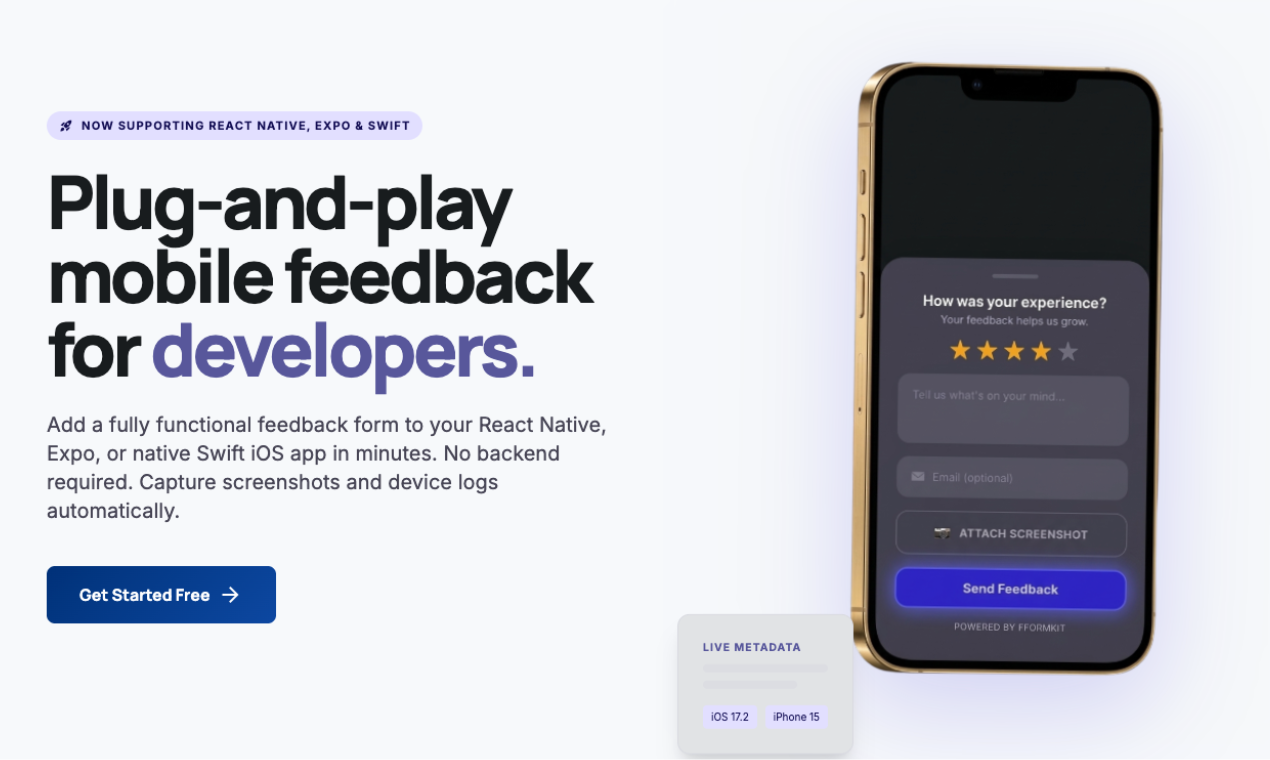 Plug-and-play Mobile feedback SDK gallery image
