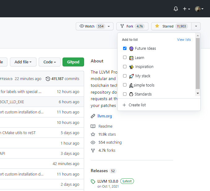 GitHub Stars Lists gallery image