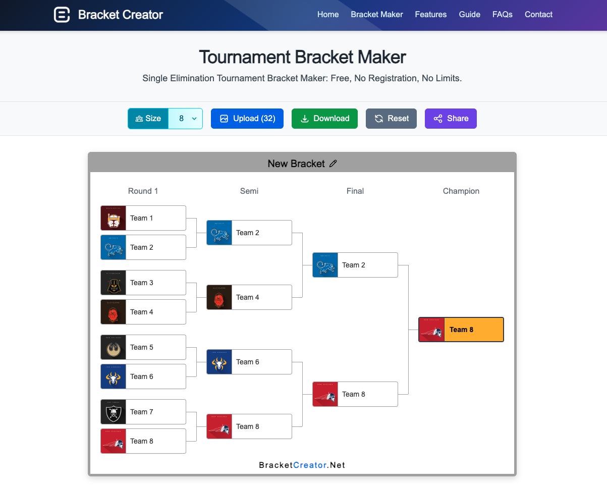 BracketCreator.net - Ücretsiz çevrimiçi turnuva braketi yaratıcısı medya 2