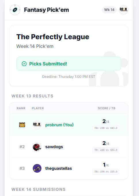 MyLeaguePickem - Screenshot 3 showing product features and functionality